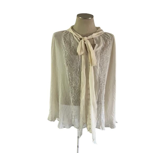 Lane Bryant Cream Lace Inset Plus Size Blouse Plus Sz 4X Boho Prairie - Picture 1 of 8
